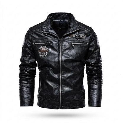 Lederjacken Outlet24 - Zemen | Gesteppt Reißverschluss Lederjacke Herren