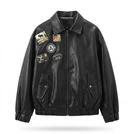 Lederjacken Outlet24 - Mitin | Bestickt Glatt Lederjacke Herren