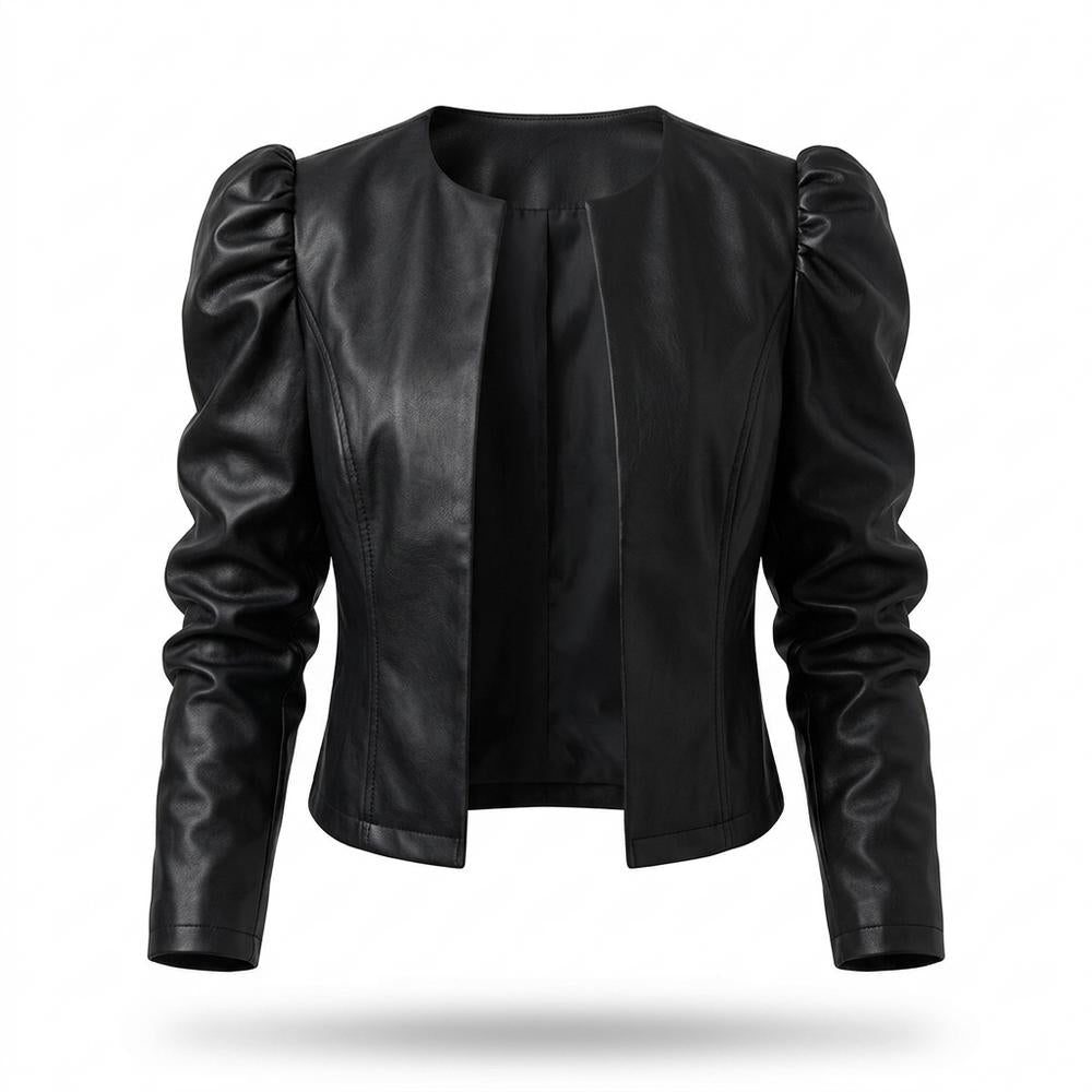 Lederjacken Outlet24 - Lufud | Kurzgeschnittene Geraffte Jacke Damen