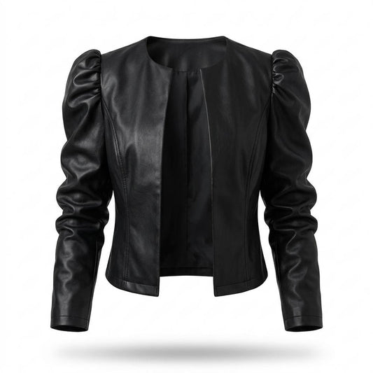 Lederjacken Outlet24 - Lufud | Kurzgeschnittene Geraffte Jacke Damen