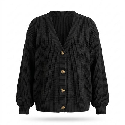 Lederjacken Outlet24 - Larir | Gerippte Langärmlige Strickjacke Damen