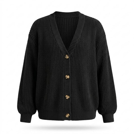 Lederjacken Outlet24 - Larir | Gerippte Langärmlige Strickjacke Damen