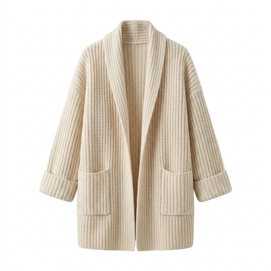 Lederjacken Outlet24 - Eevos | Grobstrick Schalkragen Cardigan Damen
