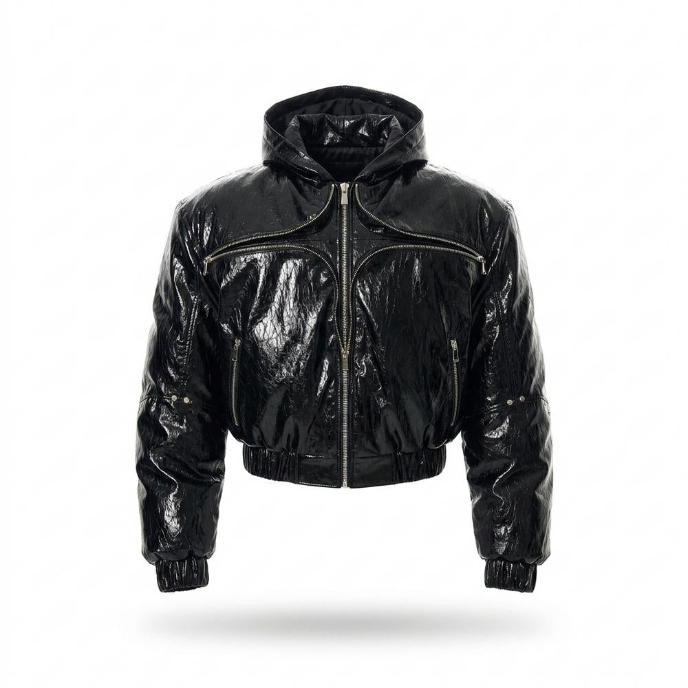 Lederjacken Outlet24 - Nagir | Glänzend Gefüttert Lederjacke Unisex