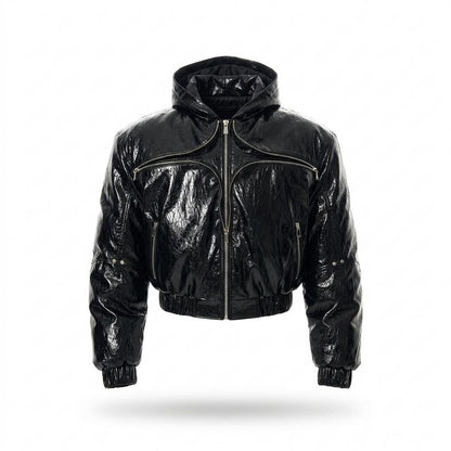 Lederjacken Outlet24 - Nagir | Glänzend Gefüttert Lederjacke Unisex