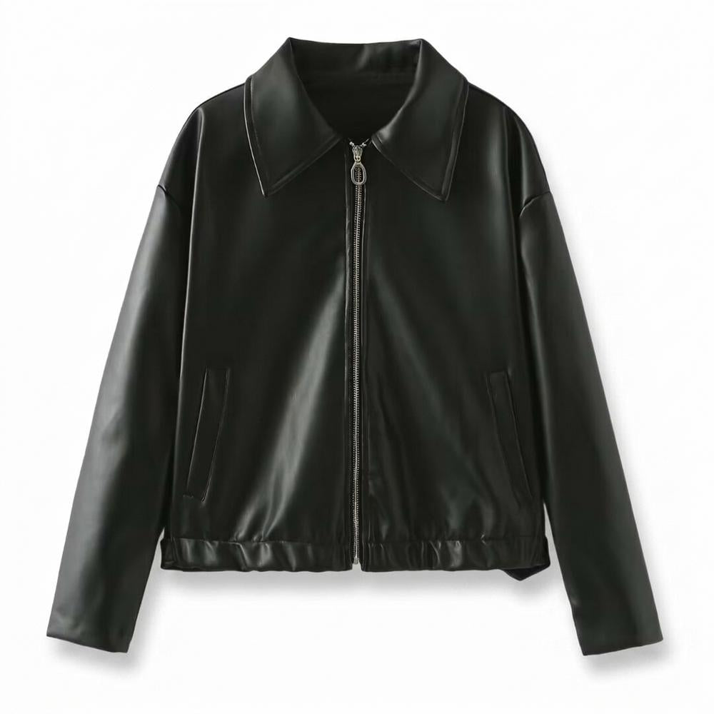 Lederjacken Outlet24 - Zaras | Gekragt Glatt Lederjacke Unisex