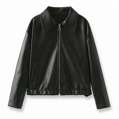 Lederjacken Outlet24 - Zaras | Gekragt Glatt Lederjacke Unisex