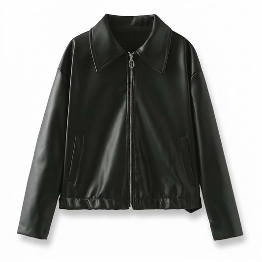 Lederjacken Outlet24 - Zaras | Gekragt Glatt Lederjacke Unisex