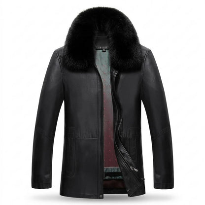 Lederjacken Outlet24 - Eeror | Gefütterte Fellbesetzte Lederjacke Herren