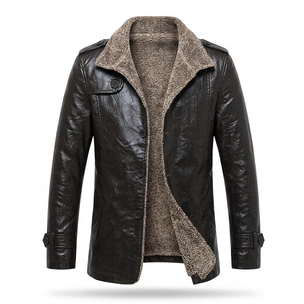 Lederjacken Outlet24 - Savak | Gefüttert Geknöpft Lederjacke Herren