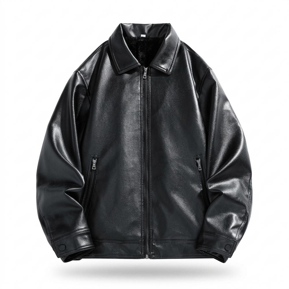 Lederjacken Outlet24 - Sadum | Gefütterte Gerade Geschnittene Lederjacke Herren