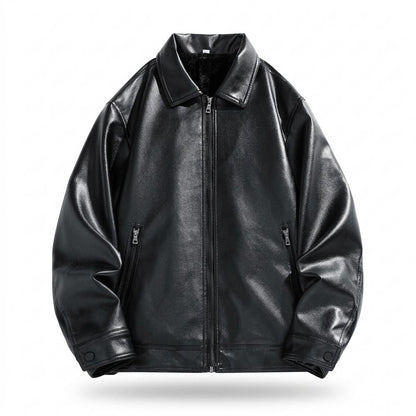 Lederjacken Outlet24 - Sadum | Gefütterte Gerade Geschnittene Lederjacke Herren