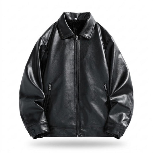 Lederjacken Outlet24 - Sadum | Gefütterte Gerade Geschnittene Lederjacke Herren