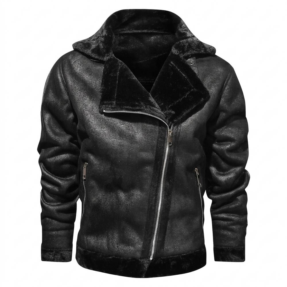 Lederjacken Outlet24 - Nibuv | Gefüttert Asymmetrisch Wildleder-Jacke Herren