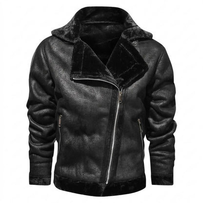 Lederjacken Outlet24 - Nibuv | Gefüttert Asymmetrisch Wildleder-Jacke Herren