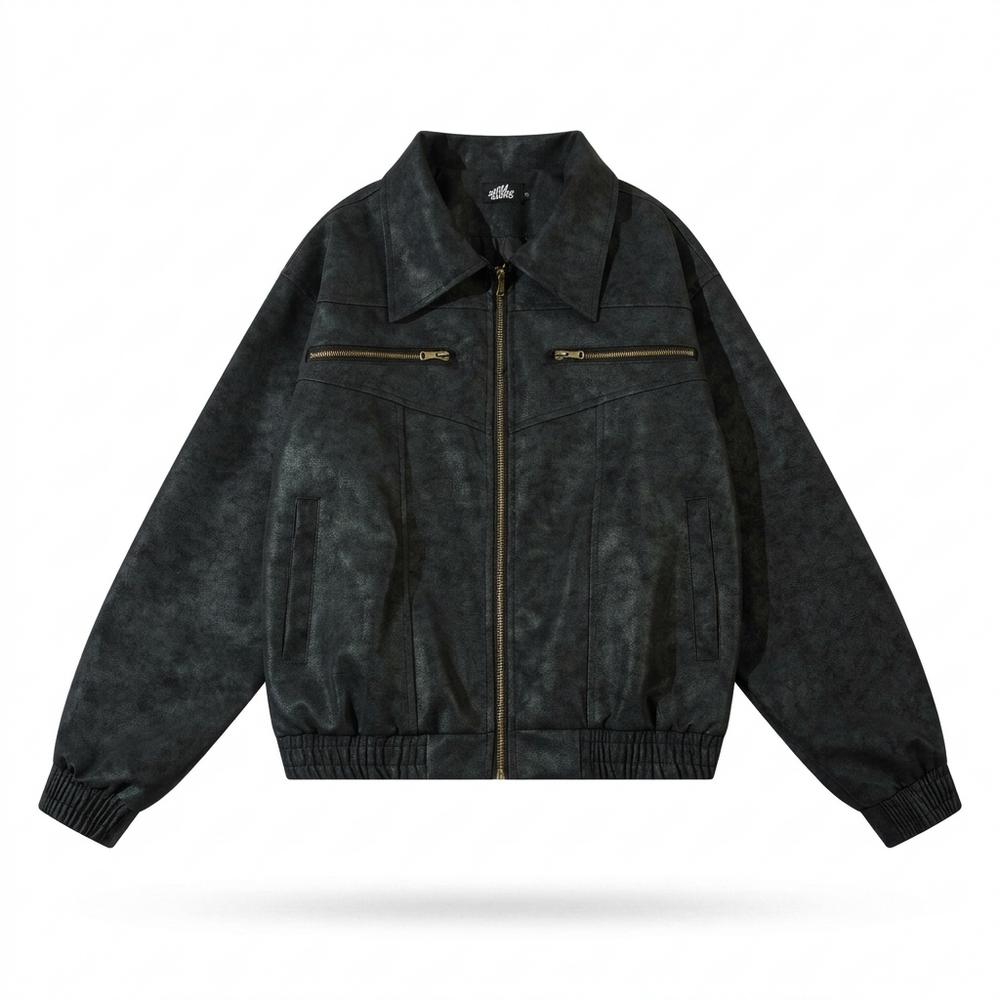 Lederjacken Outlet24 - Nakom | Strukturierte Gefütterte Lederjacke Unisex