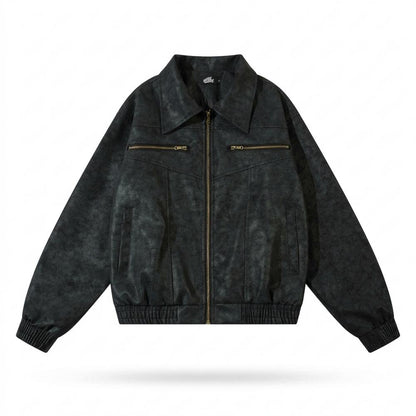 Lederjacken Outlet24 - Nakom | Strukturierte Gefütterte Lederjacke Unisex