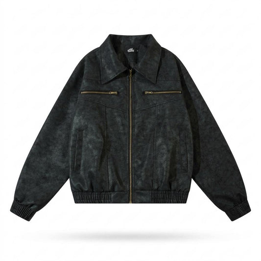 Lederjacken Outlet24 - Nakom | Strukturierte Gefütterte Lederjacke Unisex