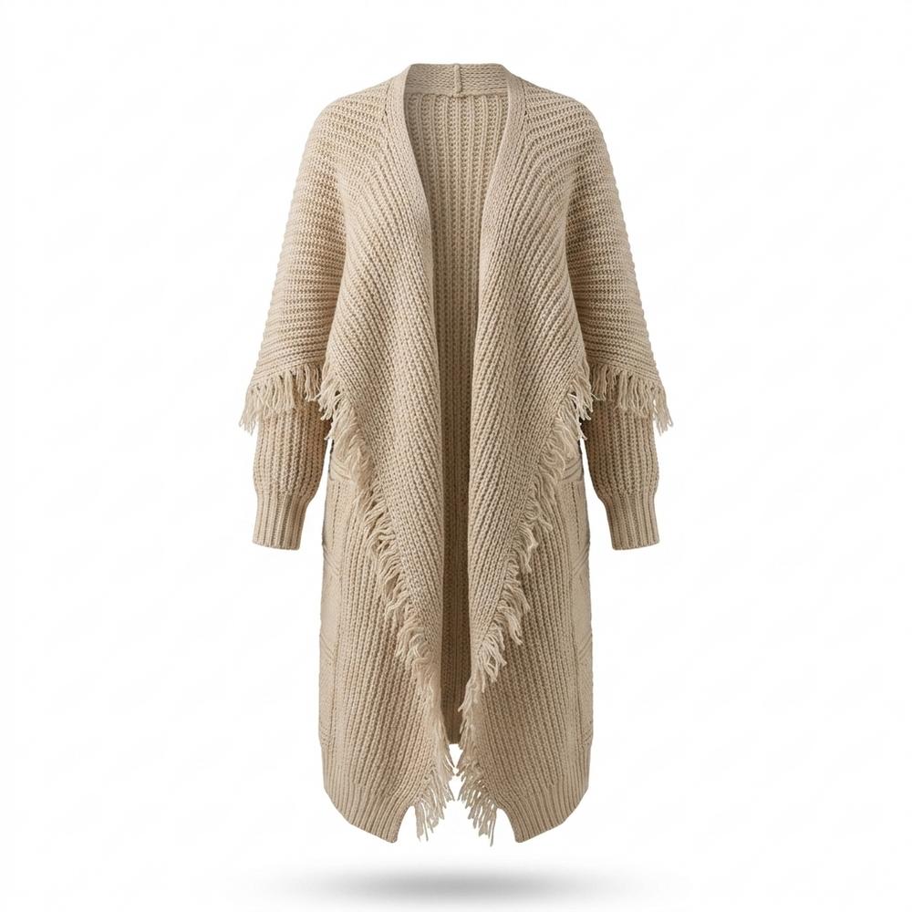 Lederjacken Outlet24 - Augol | Langgeschnittener Grobstrick Cardigan Damen