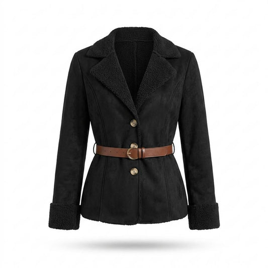 Lederjacken Outlet24 - Liwek | Gefüttert Tailliert Wildleder-Jacke Damen