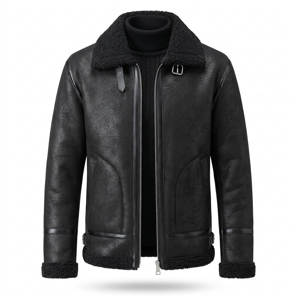 Lederjacken Outlet24 - Nafen | Gefütterte Reißverschluss Lederjacke Herren