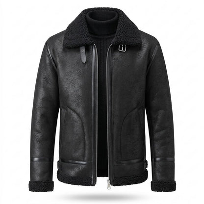 Lederjacken Outlet24 - Nafen | Gefütterte Reißverschluss Lederjacke Herren