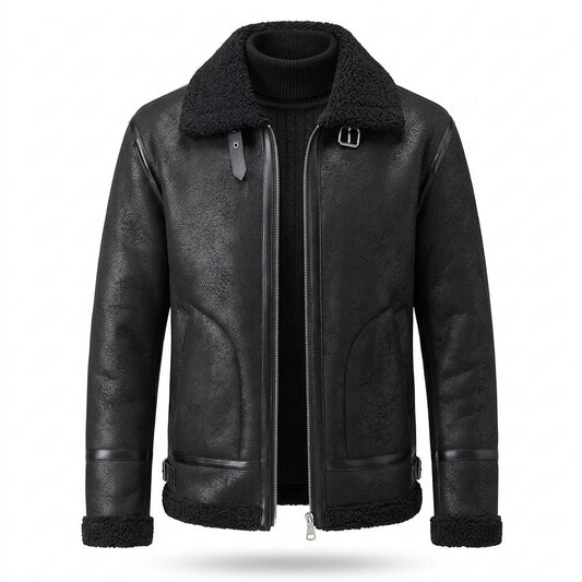 Lederjacken Outlet24 - Nafen | Gefütterte Reißverschluss Lederjacke Herren