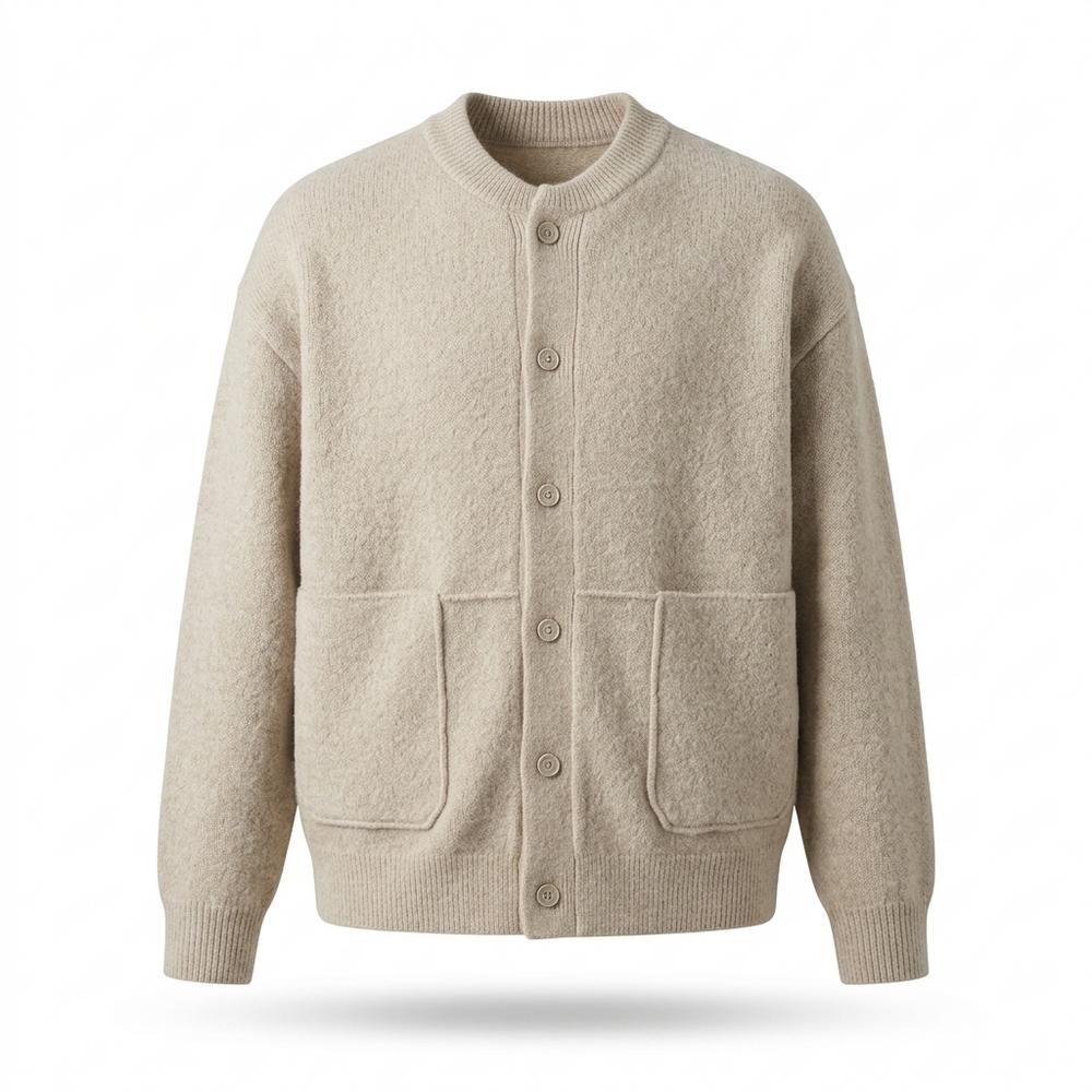 Lederjacken Outlet24 - Rumal | Strukturiert Kragenlos Cardigan Herren
