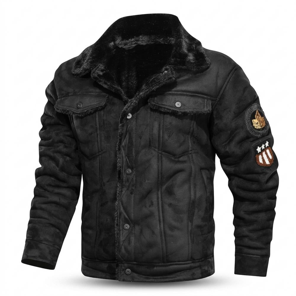 Lederjacken Outlet24 - Yibav | Gefüttert Geknöpft Wildleder-Jacke Herren