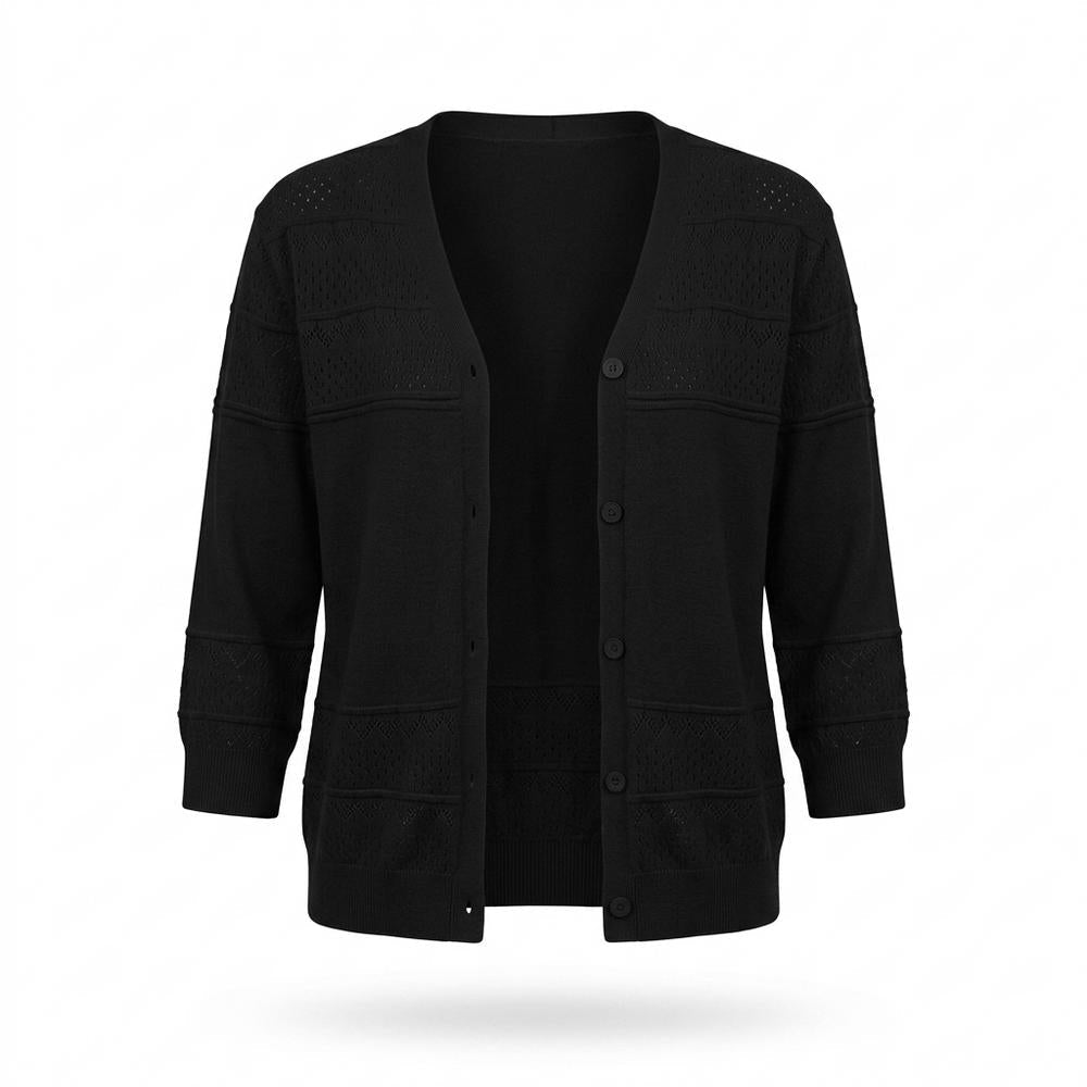Lederjacken Outlet24 - Eitil | Geknöpft Strukturiert Cardigan Damen