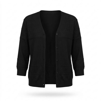 Lederjacken Outlet24 - Eitil | Geknöpft Strukturiert Cardigan Damen