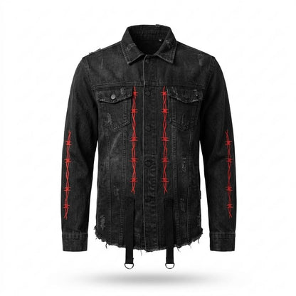 Lederjacken Outlet24 - Remev | Bedruckt Ausgefranst Jacke Unisex