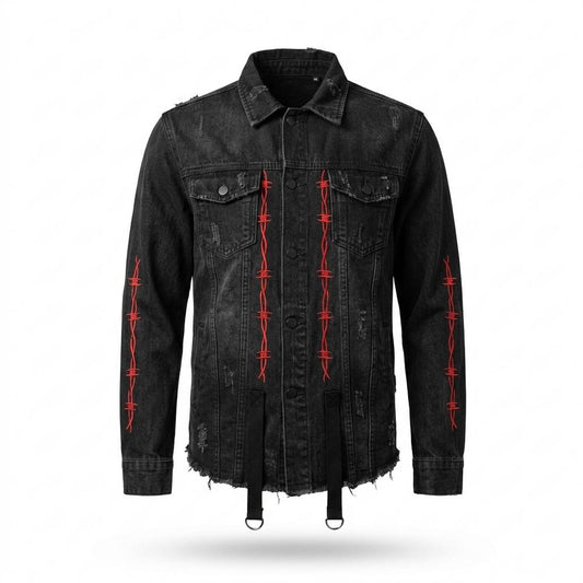 Lederjacken Outlet24 - Remev | Bedruckt Ausgefranst Jacke Unisex