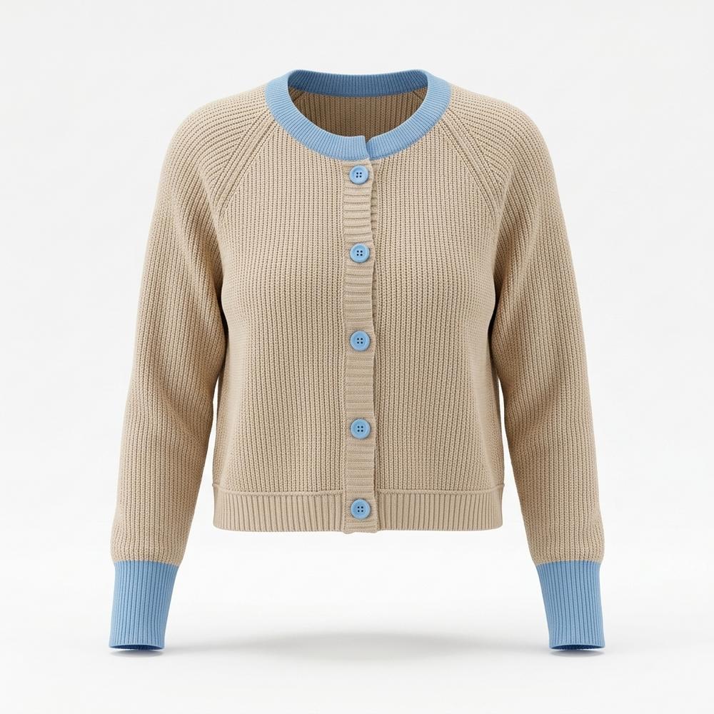 Lederjacken Outlet24 - Zezet | Kontrastfarbener Gerippter Cardigan Damen