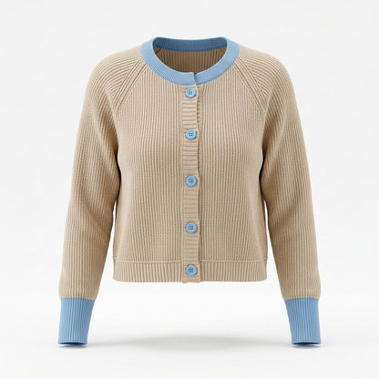 Lederjacken Outlet24 - Zezet | Kontrastfarbener Gerippter Cardigan Damen