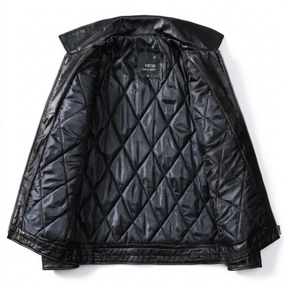 Lederjacken Outlet24 - Dahol | Gesteppt Gefüttert Lederjacke Herren
