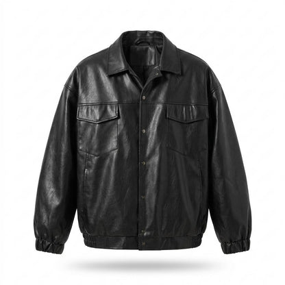 Lederjacken Outlet24 - Aekiv | Weite Geknöpfte Lederjacke Unisex