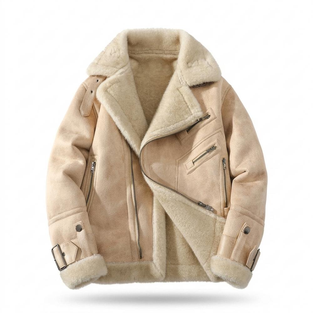 Lederjacken Outlet24 - Luvek | Gefütterte Asymmetrische Wildleder-Jacke Herren