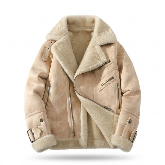 Lederjacken Outlet24 - Luvek | Gefütterte Asymmetrische Wildleder-Jacke Herren