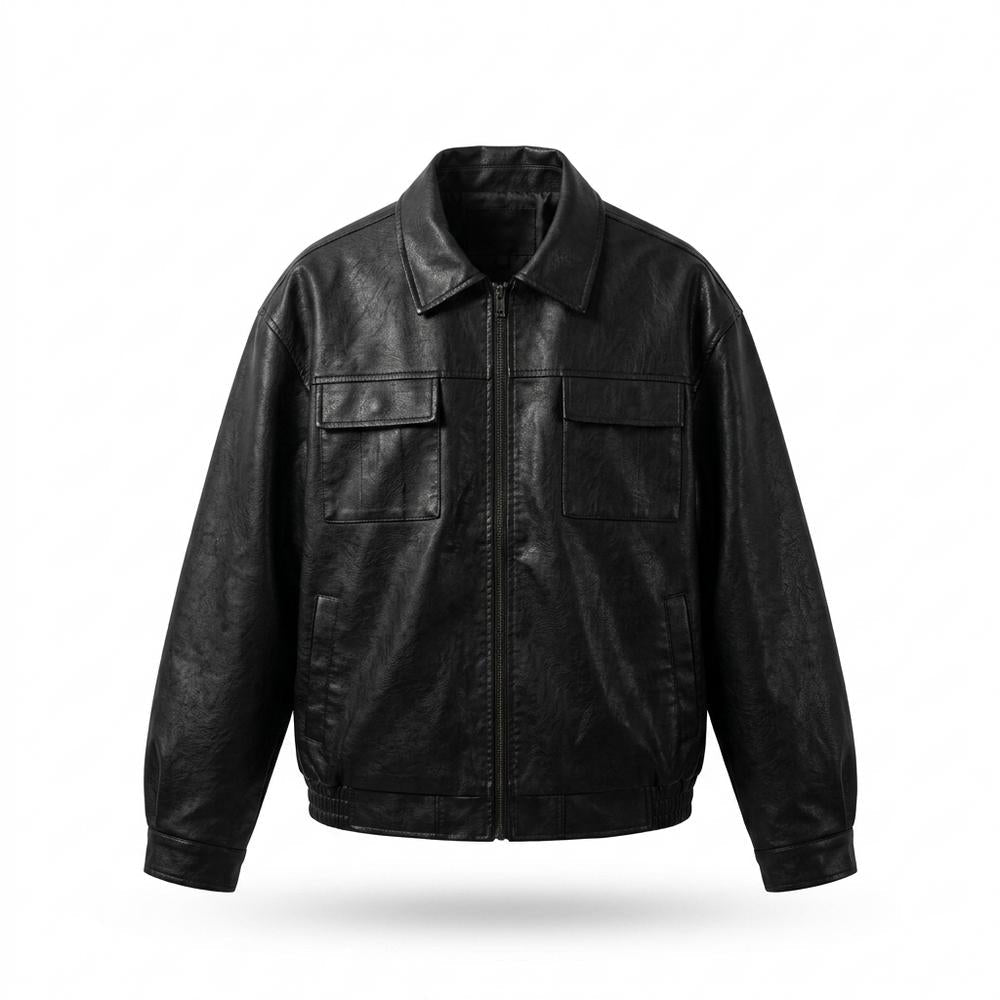 Lederjacken Outlet24 - Rolav | Strukturiert Gefüttert Lederjacke Unisex