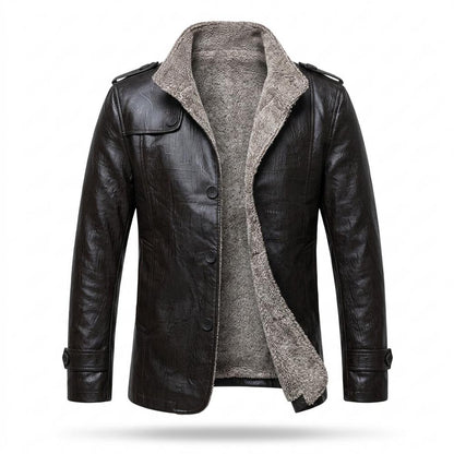 Lederjacken Outlet24 - Teruv | Gefüttert Geknöpft Lederjacke Herren