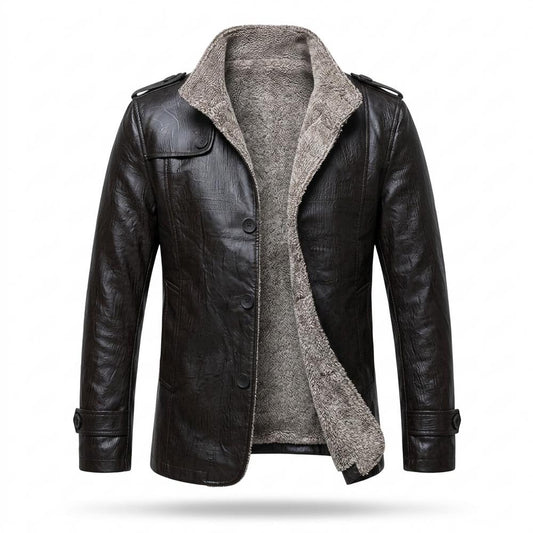 Lederjacken Outlet24 - Teruv | Gefüttert Geknöpft Lederjacke Herren
