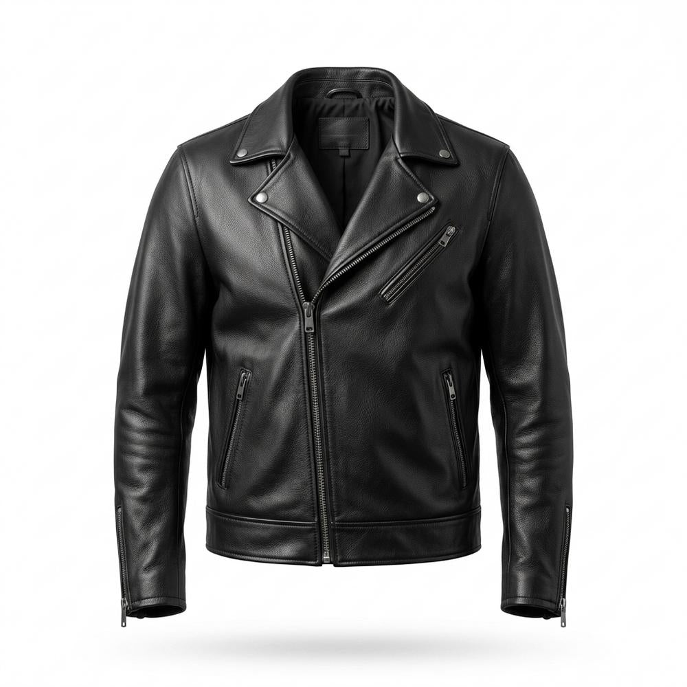 Lederjacken Outlet24 - Redin | Asymmetrisch Genarbt Lederjacke Herren