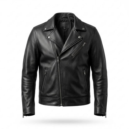 Lederjacken Outlet24 - Redin | Asymmetrisch Genarbt Lederjacke Herren