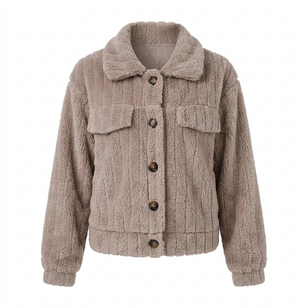 Lederjacken Outlet24 - Labok | Geknöpft Fleece Jacke Damen