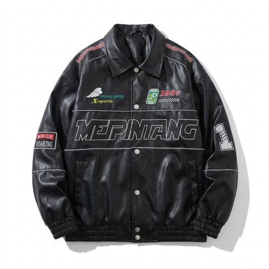 Lederjacken Outlet24 - Dupok | Bestickt Geknöpft Lederjacke Unisex