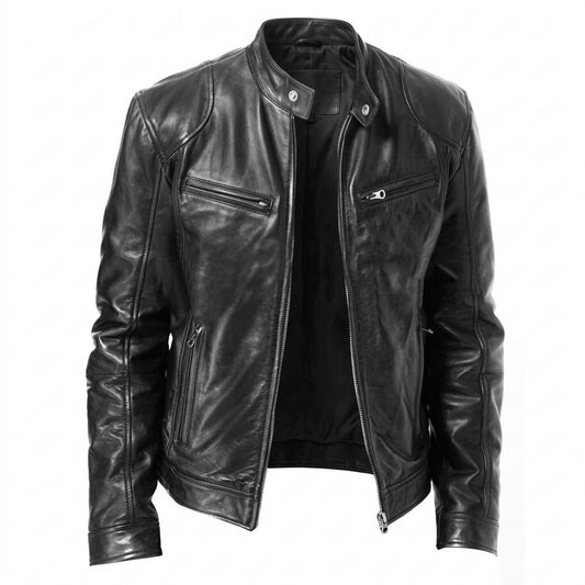 Lederjacken Outlet24 - Kevun | Tailliert Gesteppt Lederjacke Herren