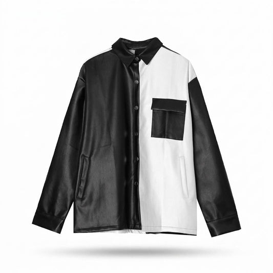 Lederjacken Outlet24 - Ralor | Zweifarbige Geknöpfte Lederjacke Unisex