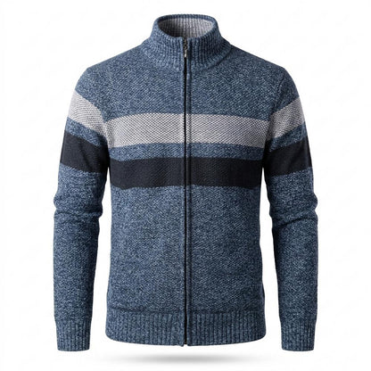 Lederjacken Outlet24 - Cikir | Melierte Gestreifte Strickjacke Herren