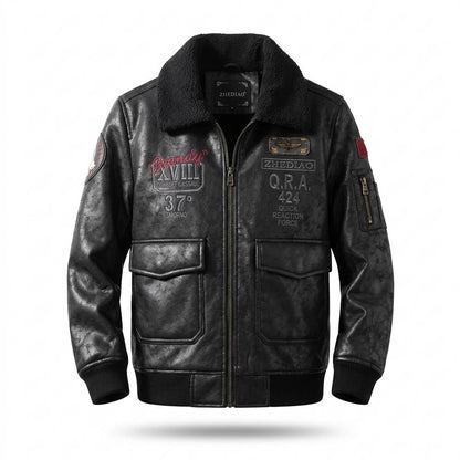 Lederjacken Outlet24 - Rihuv | Gefütterte Bestickte Lederjacke Herren